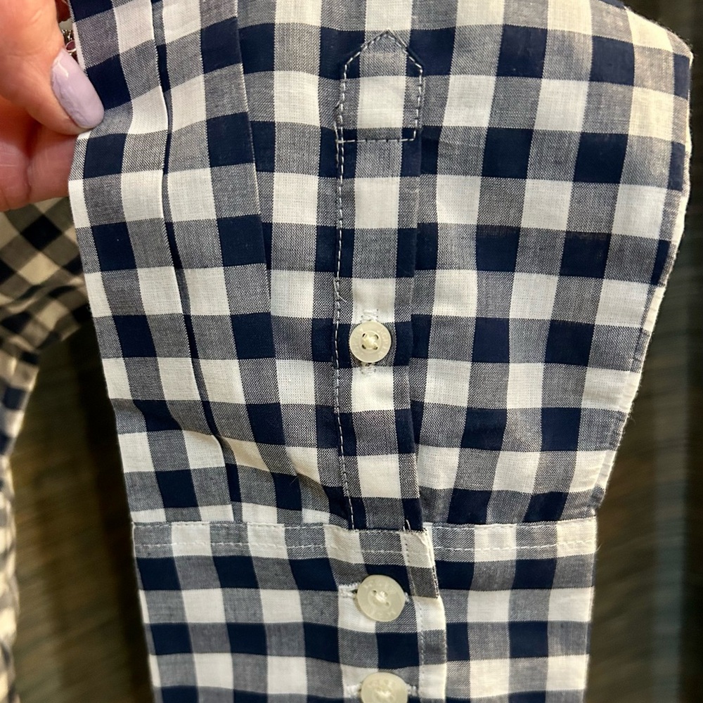 J. Crew Navy and White Gingham Button-Front Shirt - Picture 7 of 12